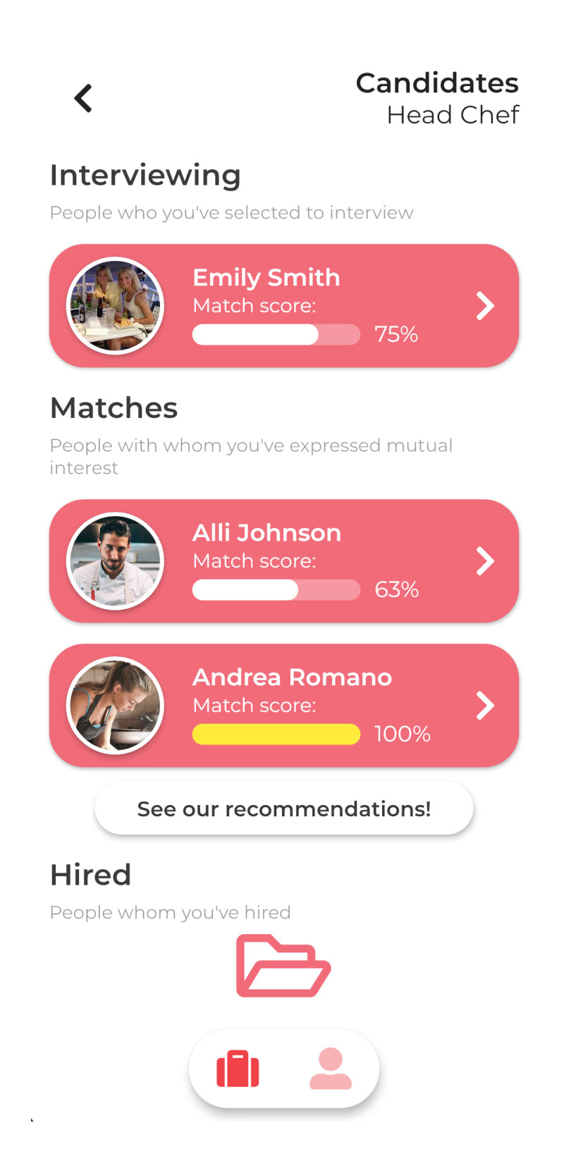 App Screen Candidates